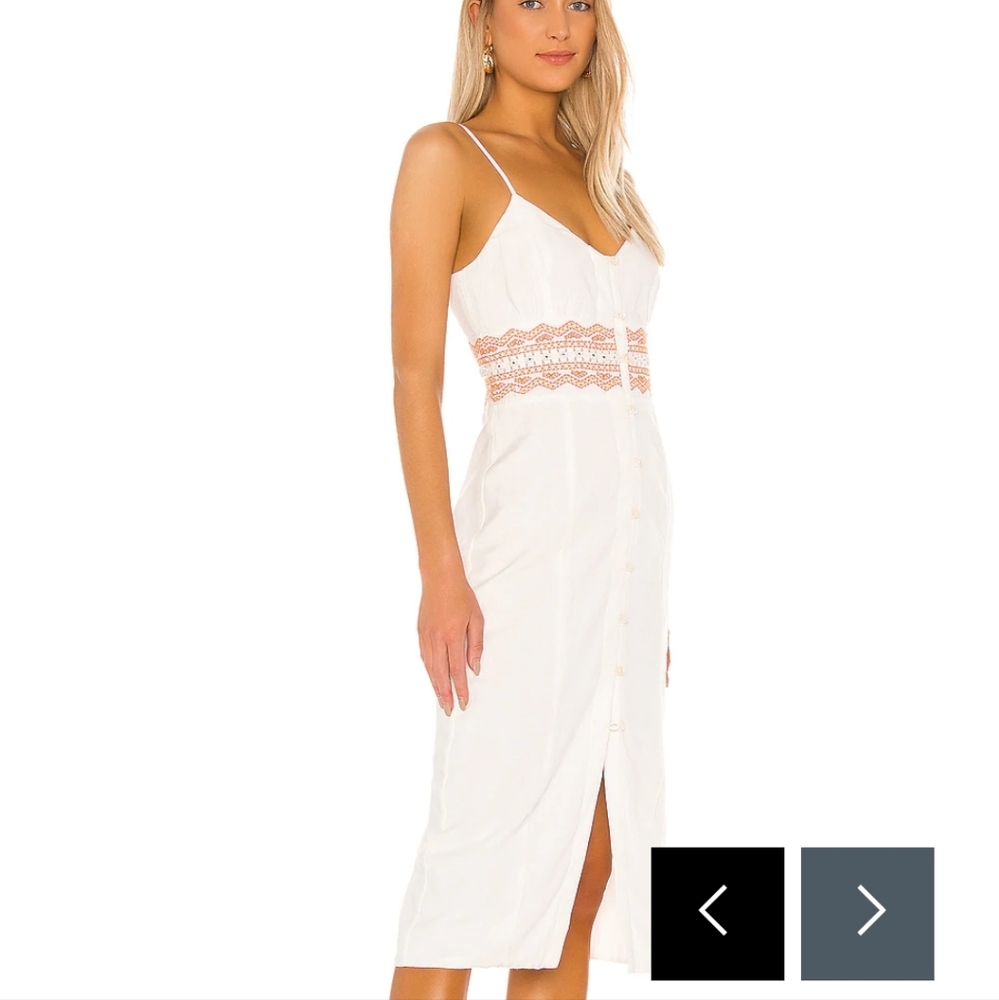 Tularosa Coral Dress NWT XXS white beaded spaghetti straps